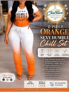 Stay Humble Hustle Hard 2-Piece Stacked Jogger Set
